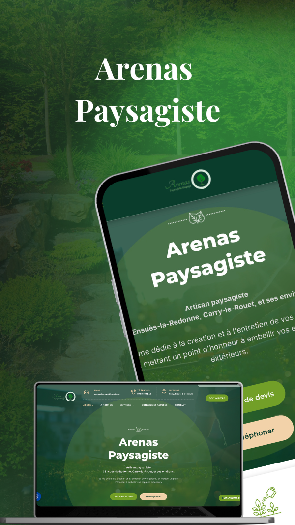 Projet Arenas Paysagiste - Site vitrine + SEO Local