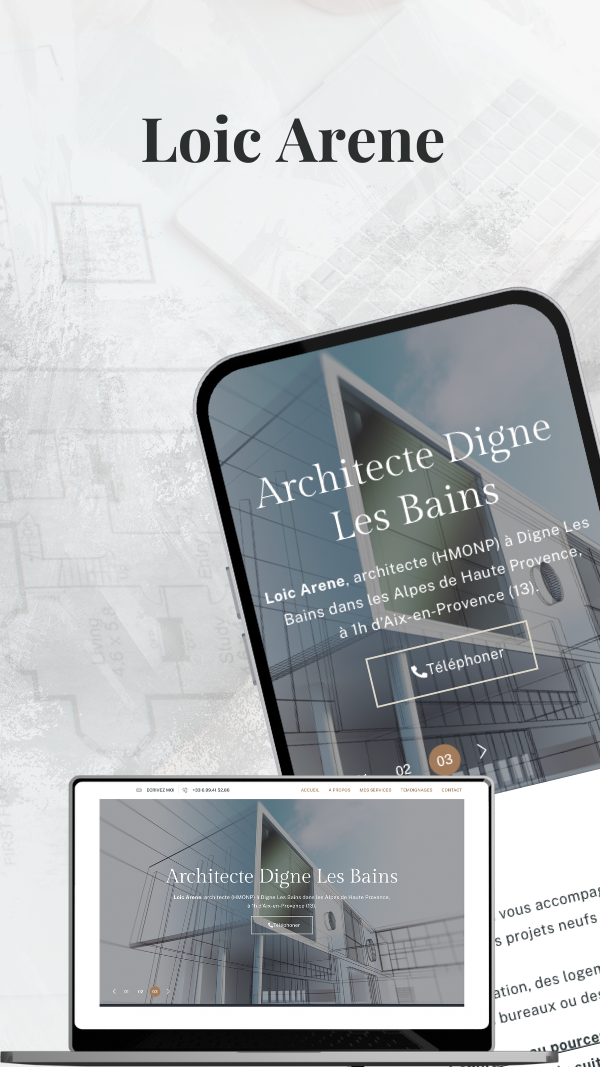 Projet Loïc Arène Architecte - Site vitrine + Portfolio
